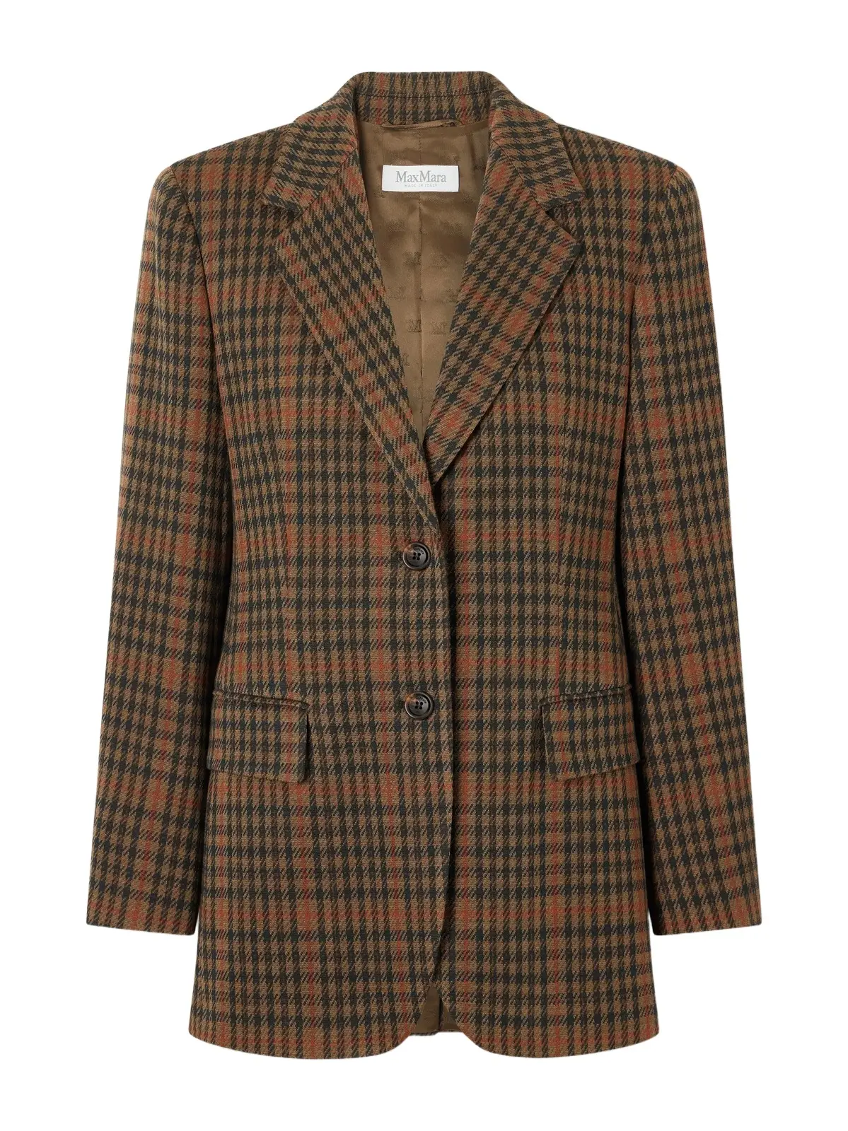 Galosce Houndstooth Wool And Cotton-blend Blazer - Brown
