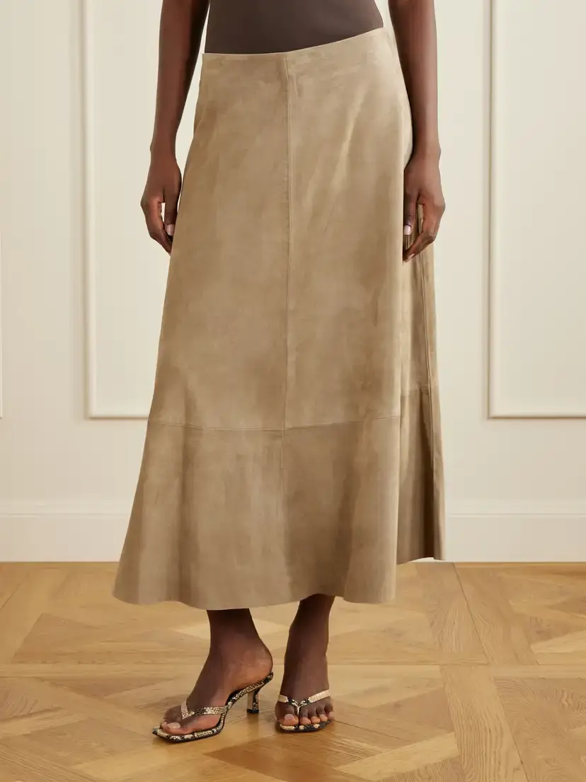 St. Agni Paneled Suede Midi Skirt | Thumbnail 3 St. Agni Paneled Suede Midi Skirt | Thumbnail 3