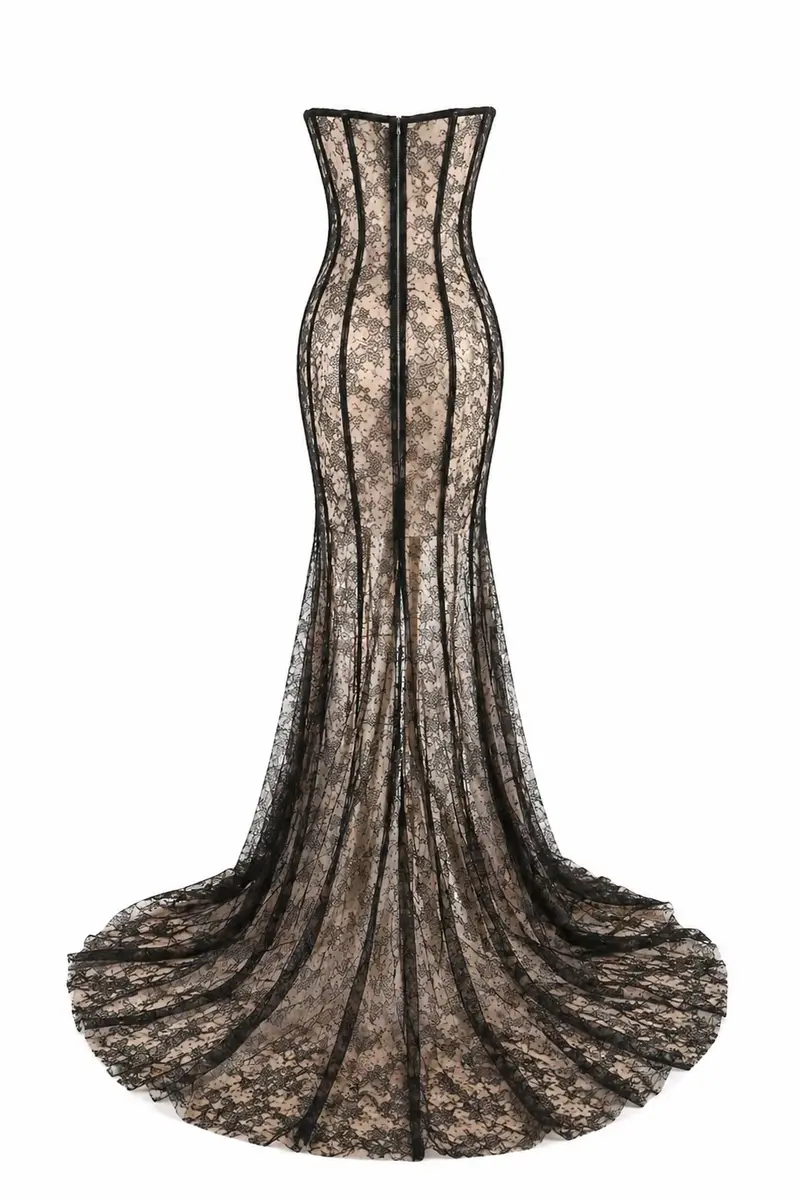 LaQuan Smith Sheer Backless Gown | Thumbnail 2 LaQuan Smith Sheer Backless Gown | Thumbnail 2