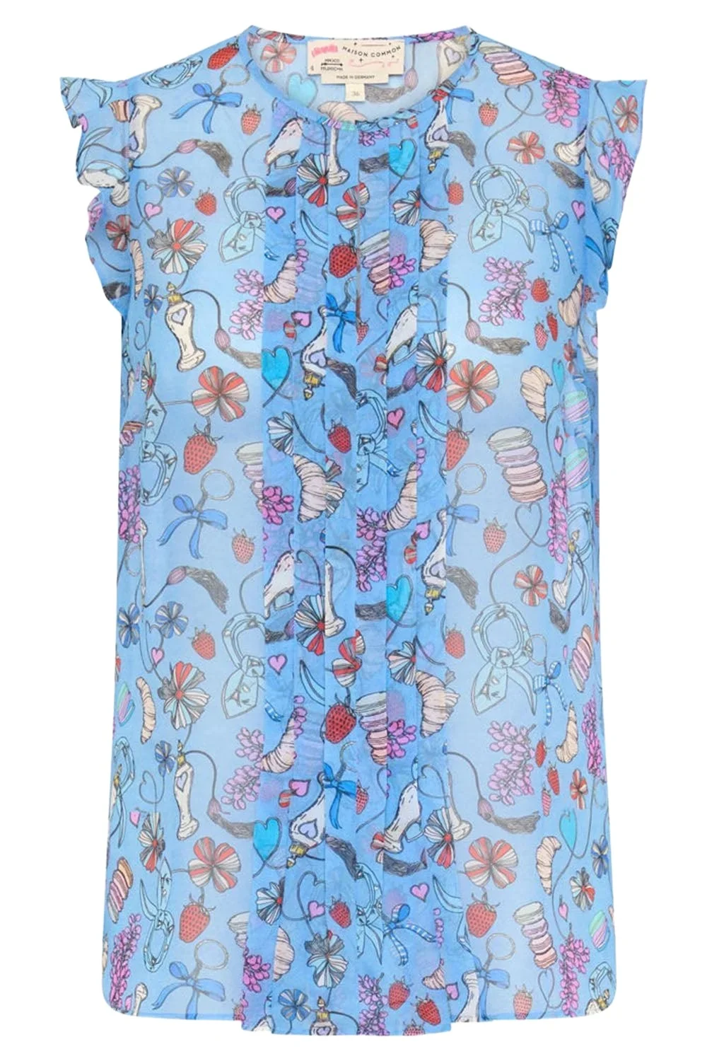 Perfume Print Sleeveless Blouse