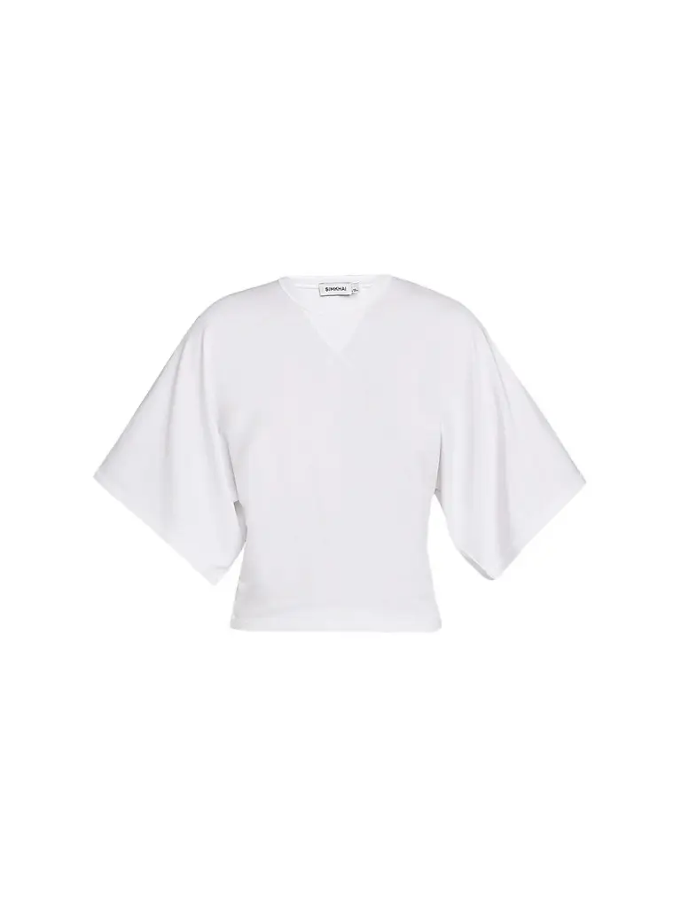SIMKHAI Women's Amara Draped T-Shirt - White | Image 1 SIMKHAI Women's Amara Draped T-Shirt - White | Image 1