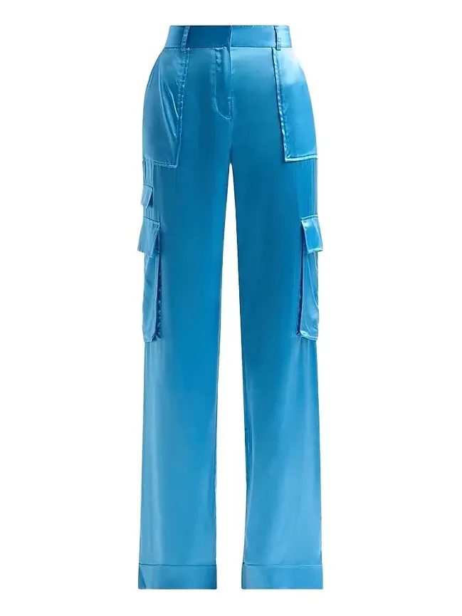 Women's Hannah Satin Wide-Leg Cargo Pants Women's Hannah Satin Wide-Leg Cargo Pants
