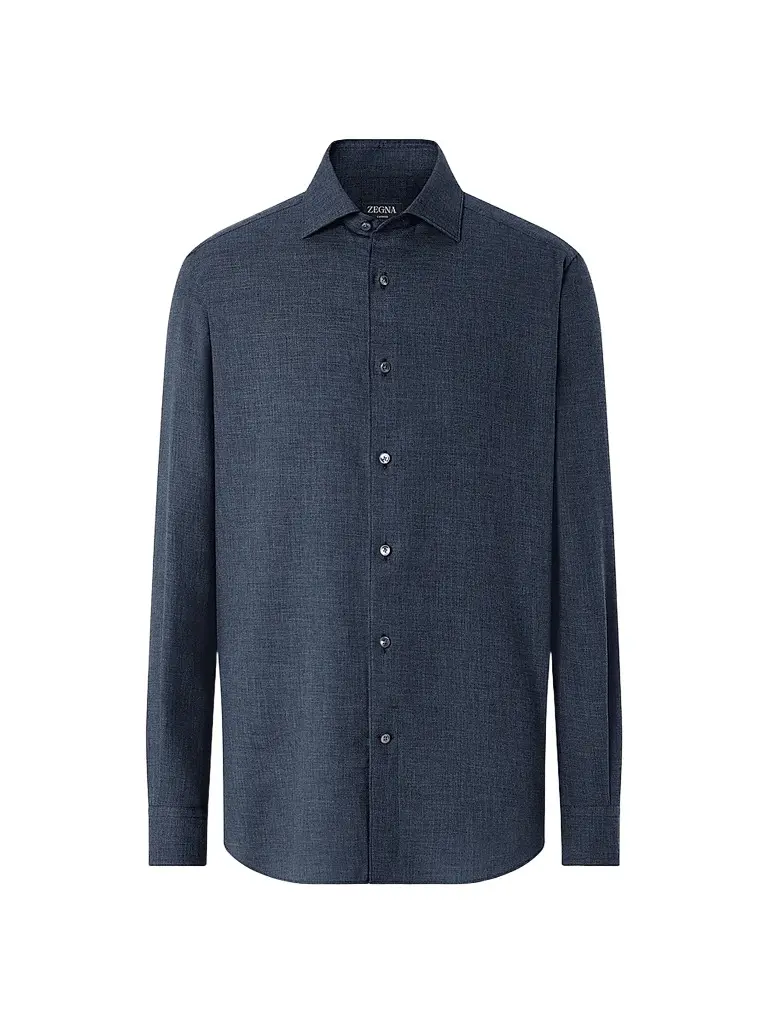 Zegna Men's Cashco Shirt - Navy Blue - Size XXXL | Image 1 Zegna Men's Cashco Shirt - Navy Blue - Size XXXL | Image 1