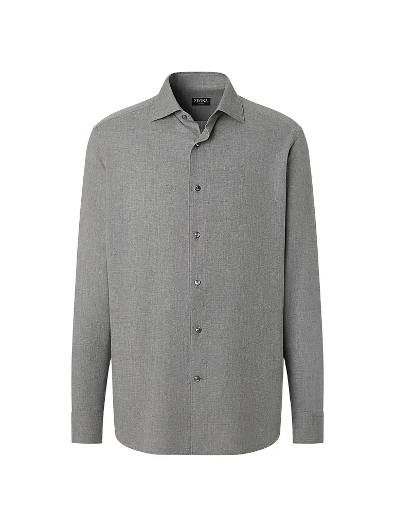 Zegna Men's Cashco Shirt - Grey - Size XXXL | Image 1 Zegna Men's Cashco Shirt - Grey - Size XXXL | Image 1
