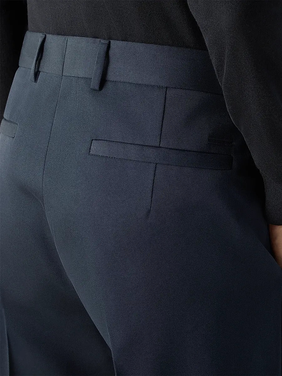 Zegna Men's Cotton and Wool Pants - Navy Blue | Thumbnail 5 Zegna Men's Cotton and Wool Pants - Navy Blue | Thumbnail 5