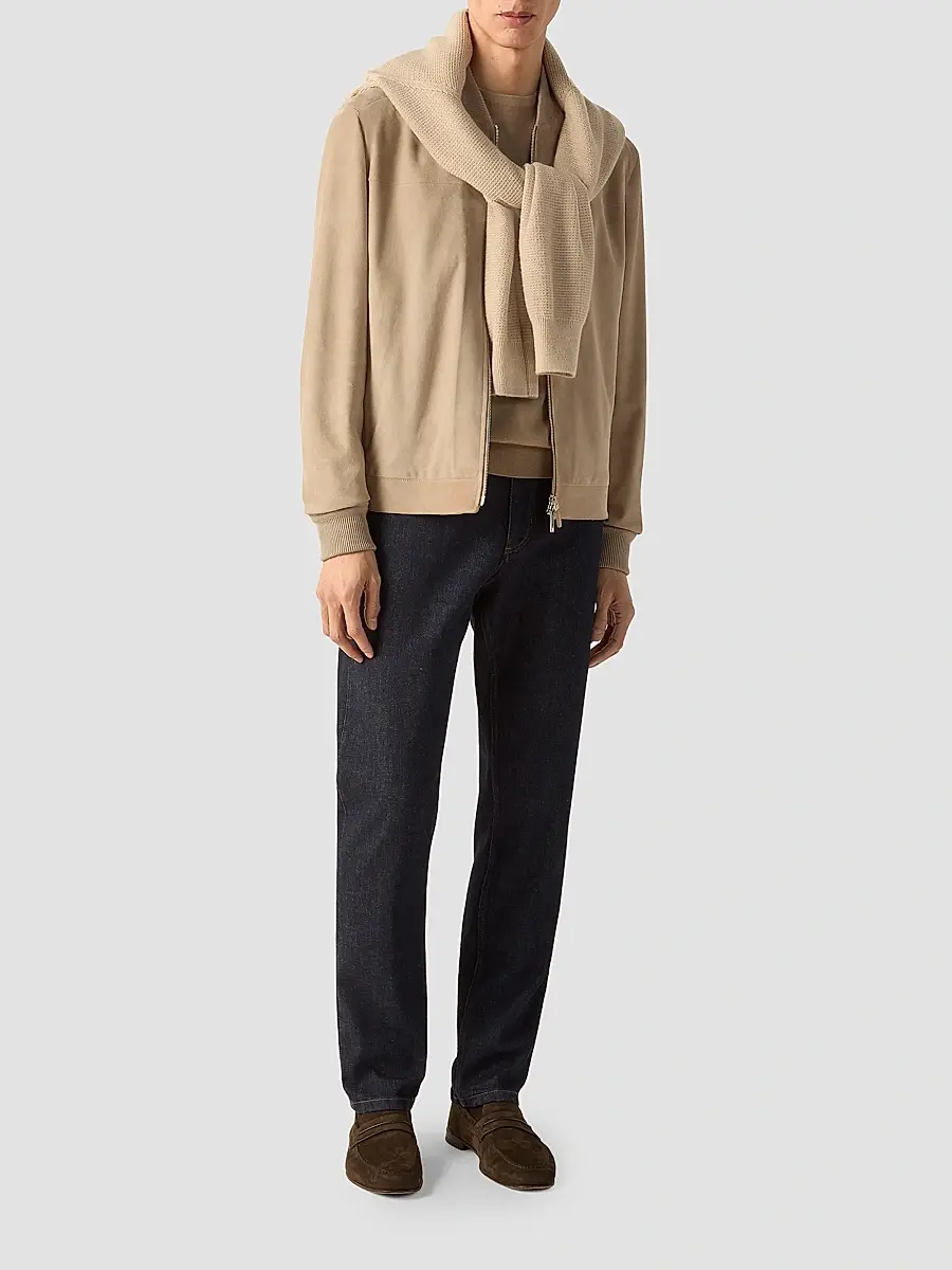 Zegna Men's Suede Bomber Jacket | Thumbnail 2 Zegna Men's Suede Bomber Jacket | Thumbnail 2