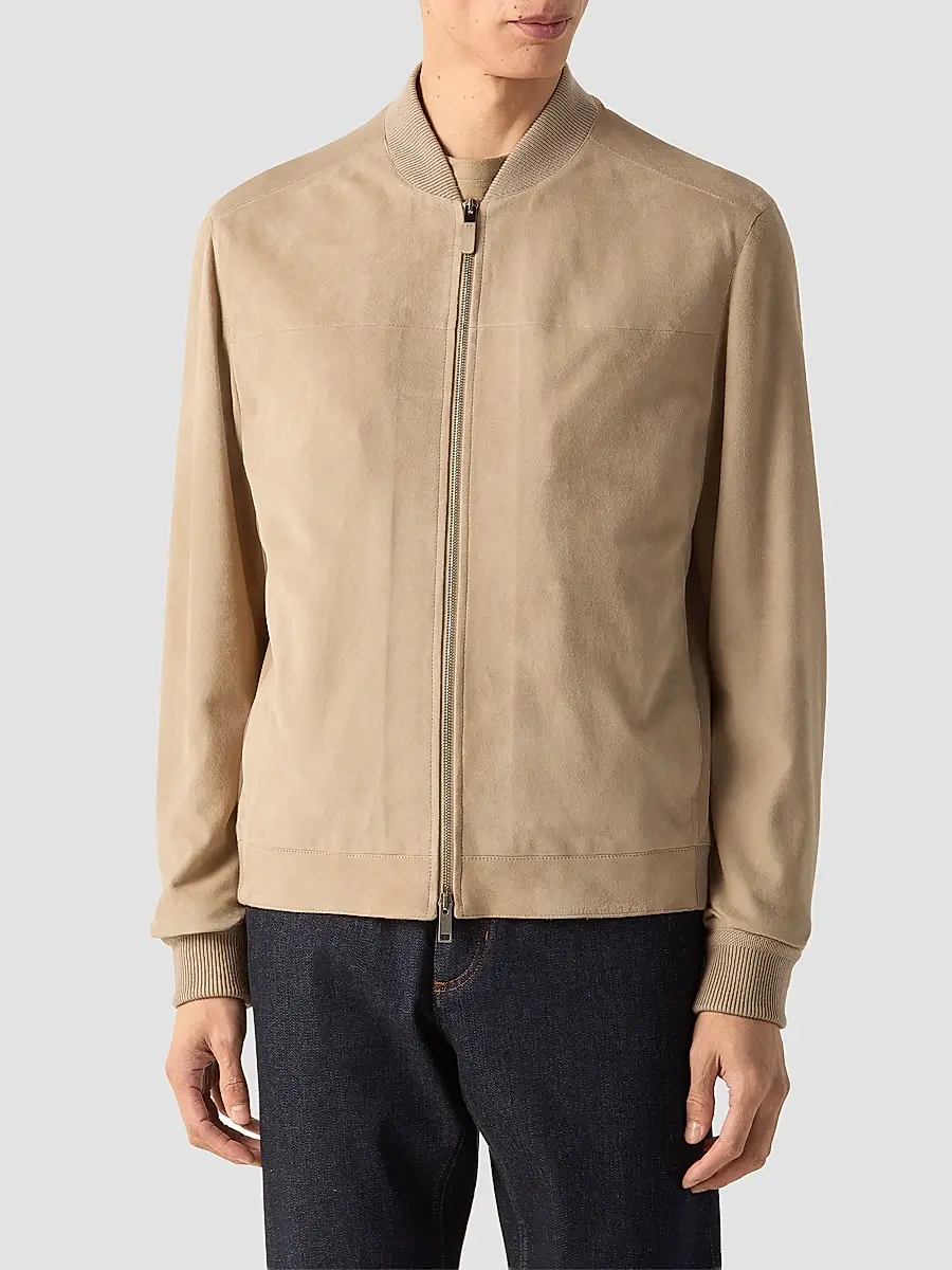 Zegna Men's Suede Bomber Jacket | Thumbnail 3 Zegna Men's Suede Bomber Jacket | Thumbnail 3