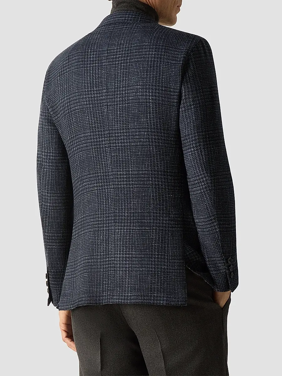Zegna Men's Cashmere Silk and Linen Jacket - Navy Blue | Thumbnail 5 Zegna Men's Cashmere Silk and Linen Jacket - Navy Blue | Thumbnail 5