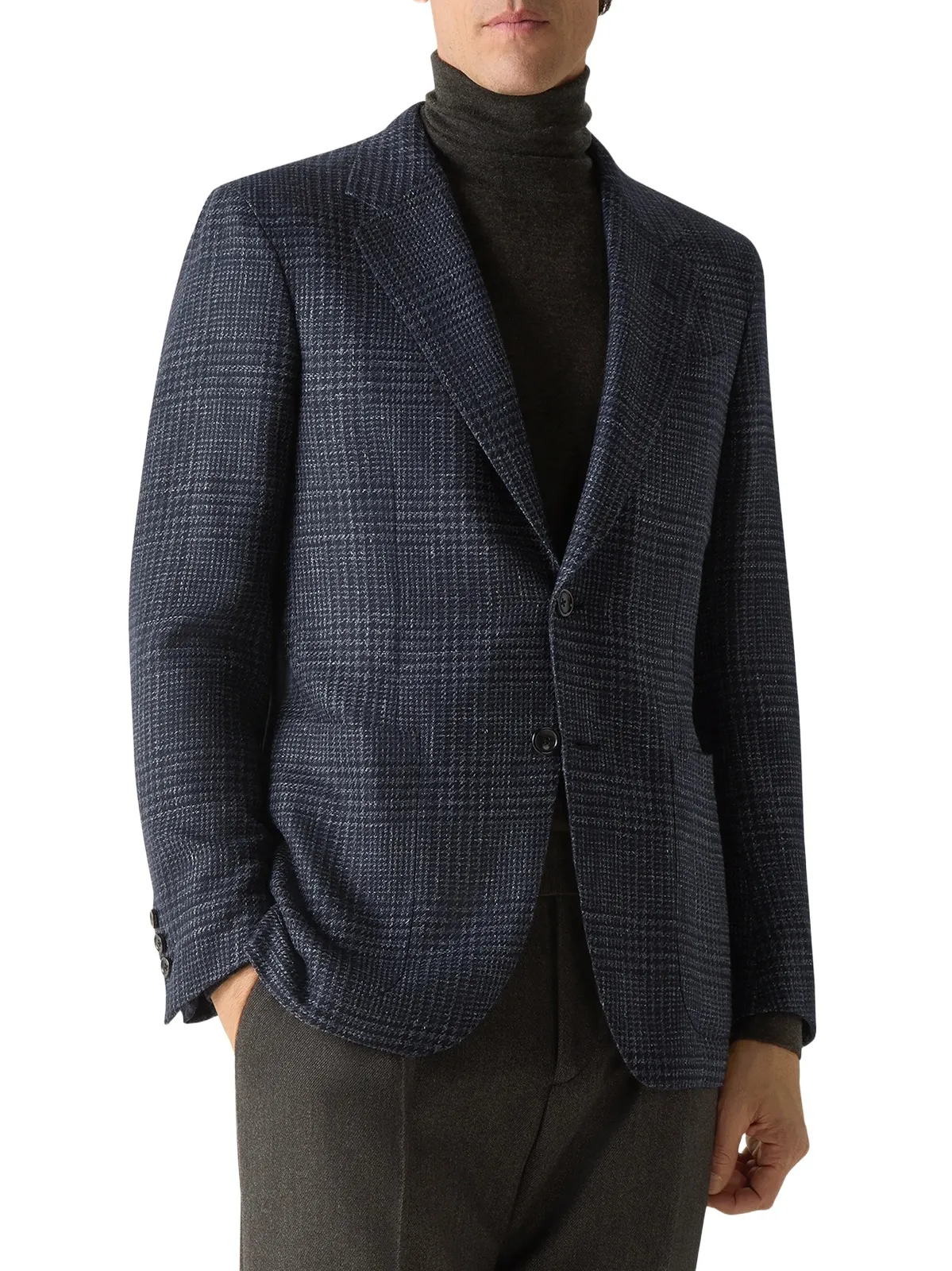 Men's Cashmere Silk and Linen Jacket - Navy Blue Men's Cashmere Silk and Linen Jacket - Navy Blue