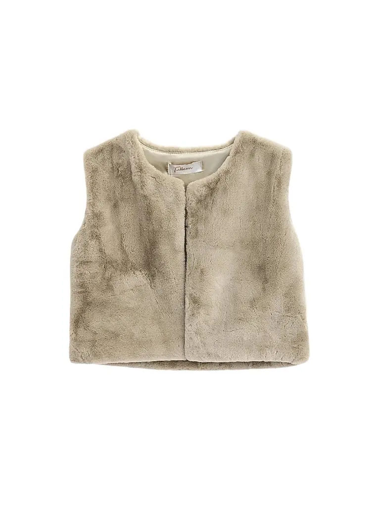 Tulleen Little Girl's & Girl's Plush Vest - Khaki | Image 1 Tulleen Little Girl's & Girl's Plush Vest - Khaki | Image 1