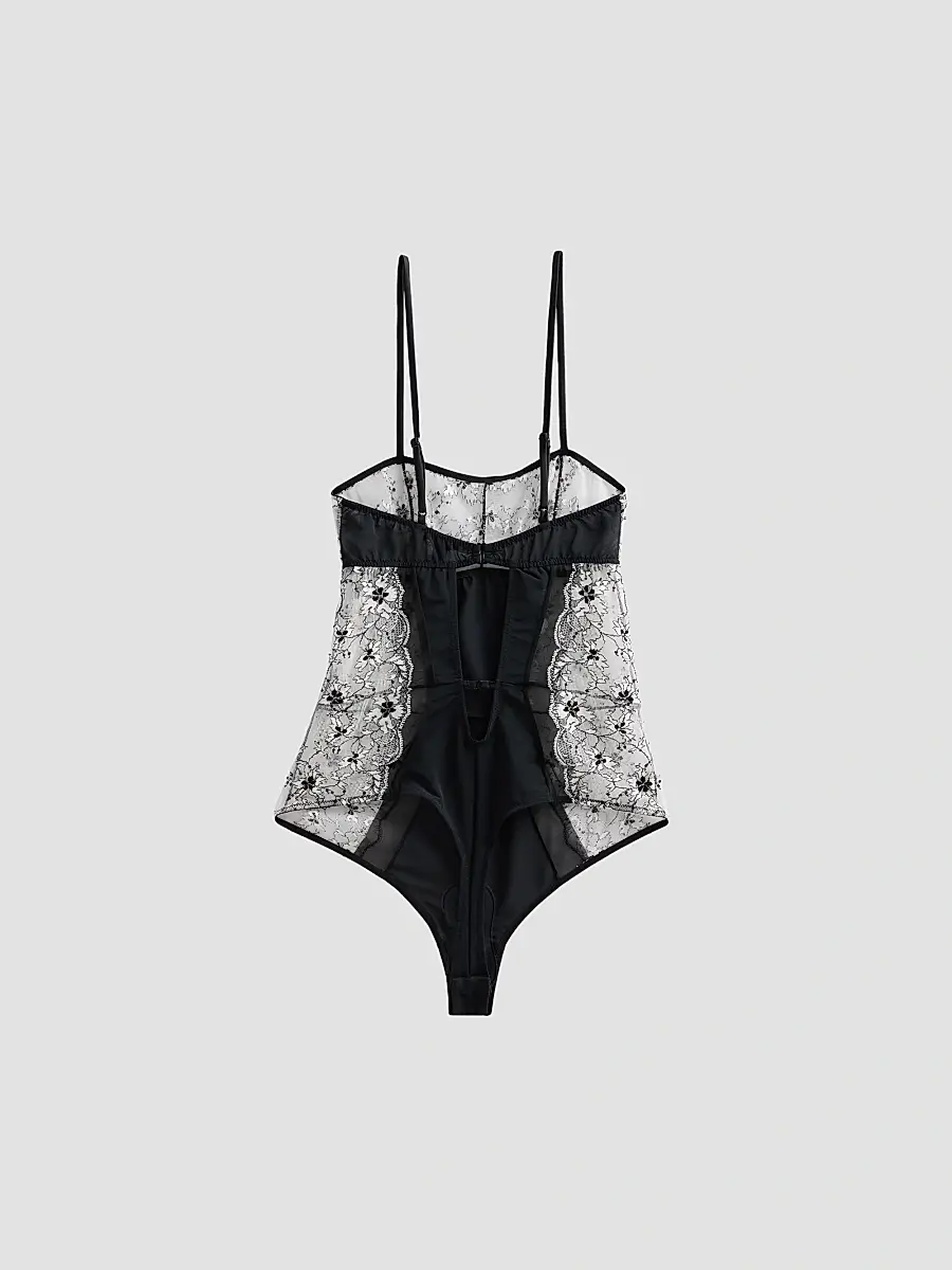 Kiki de Montparnasse Women's Noir et Blanc Lace Bodysuit | Thumbnail 2 Kiki de Montparnasse Women's Noir et Blanc Lace Bodysuit | Thumbnail 2