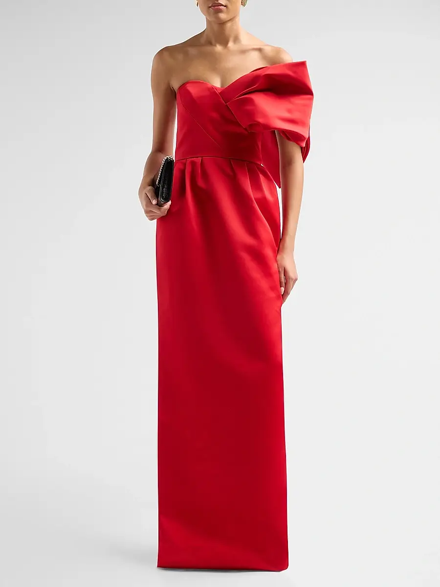 Atelier Prabal Gurung Women's Satin Silk One-Shoulder Column Gown | Thumbnail 4 Atelier Prabal Gurung Women's Satin Silk One-Shoulder Column Gown | Thumbnail 4