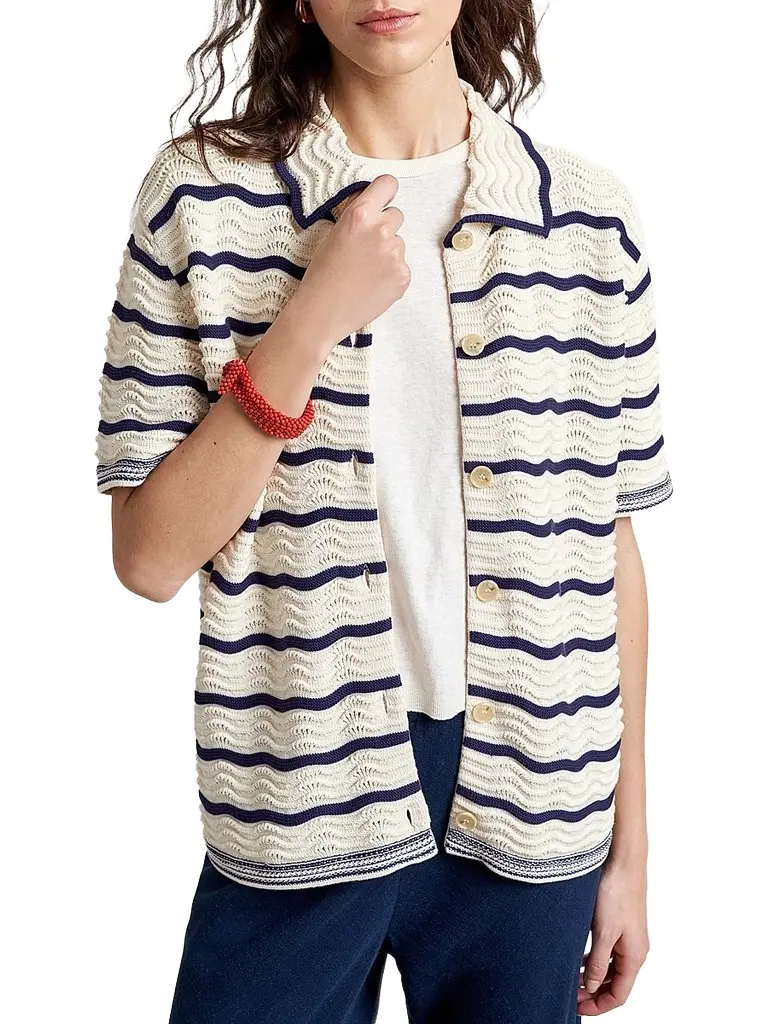 La Ligne Women's Alex Shirt - Ecru Navy | Image 1 La Ligne Women's Alex Shirt - Ecru Navy | Image 1