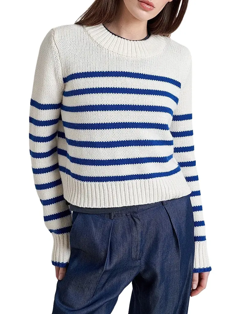 La Ligne Women's Mini Marin Sweater - Cream Cobalt | Image 1 La Ligne Women's Mini Marin Sweater - Cream Cobalt | Image 1