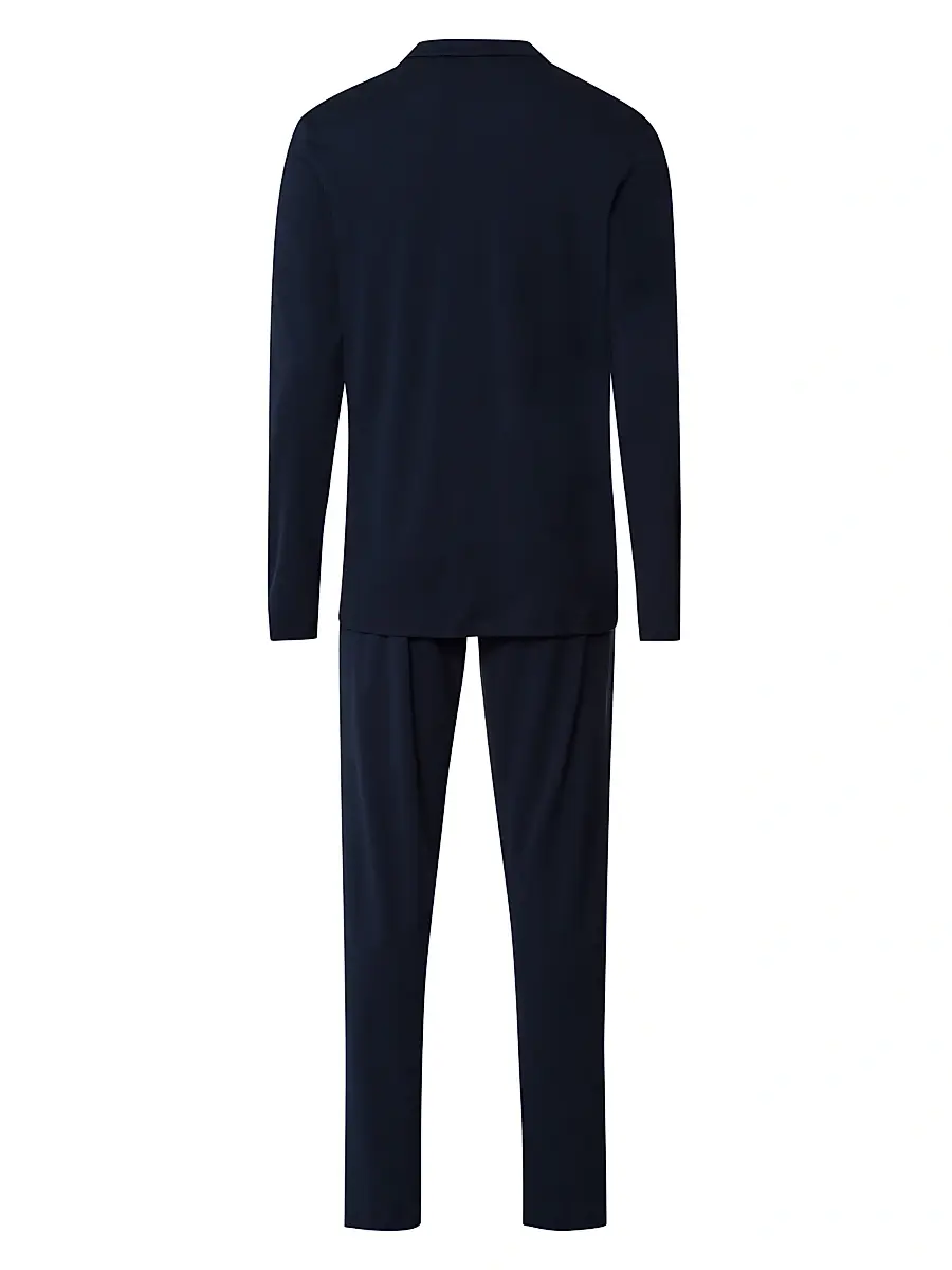 Hanro Men's Basic Piped 2-Piece Long Pajama Set | Thumbnail 3 Hanro Men's Basic Piped 2-Piece Long Pajama Set | Thumbnail 3