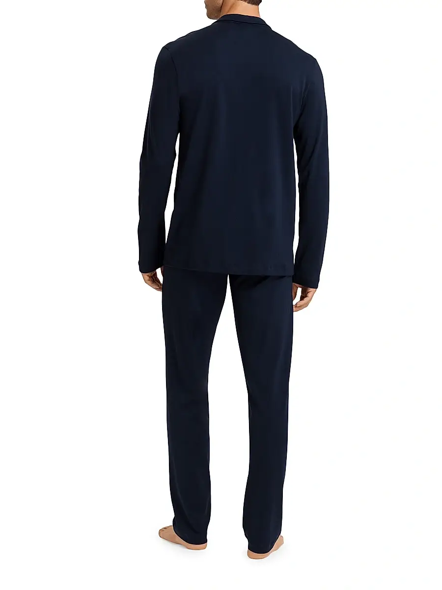 Hanro Men's Basic Piped 2-Piece Long Pajama Set | Thumbnail 5 Hanro Men's Basic Piped 2-Piece Long Pajama Set | Thumbnail 5