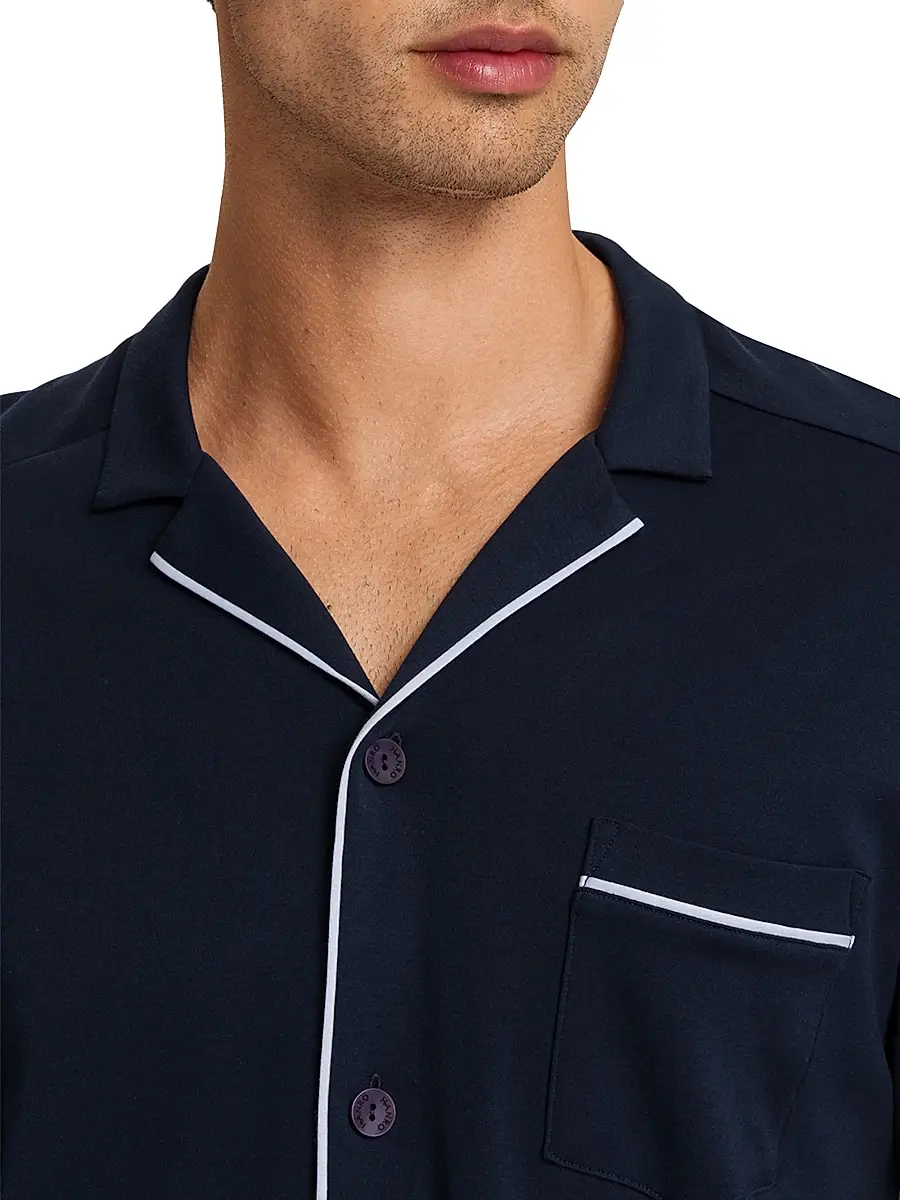 Hanro Men's Basic Piped 2-Piece Long Pajama Set | Thumbnail 6 Hanro Men's Basic Piped 2-Piece Long Pajama Set | Thumbnail 6