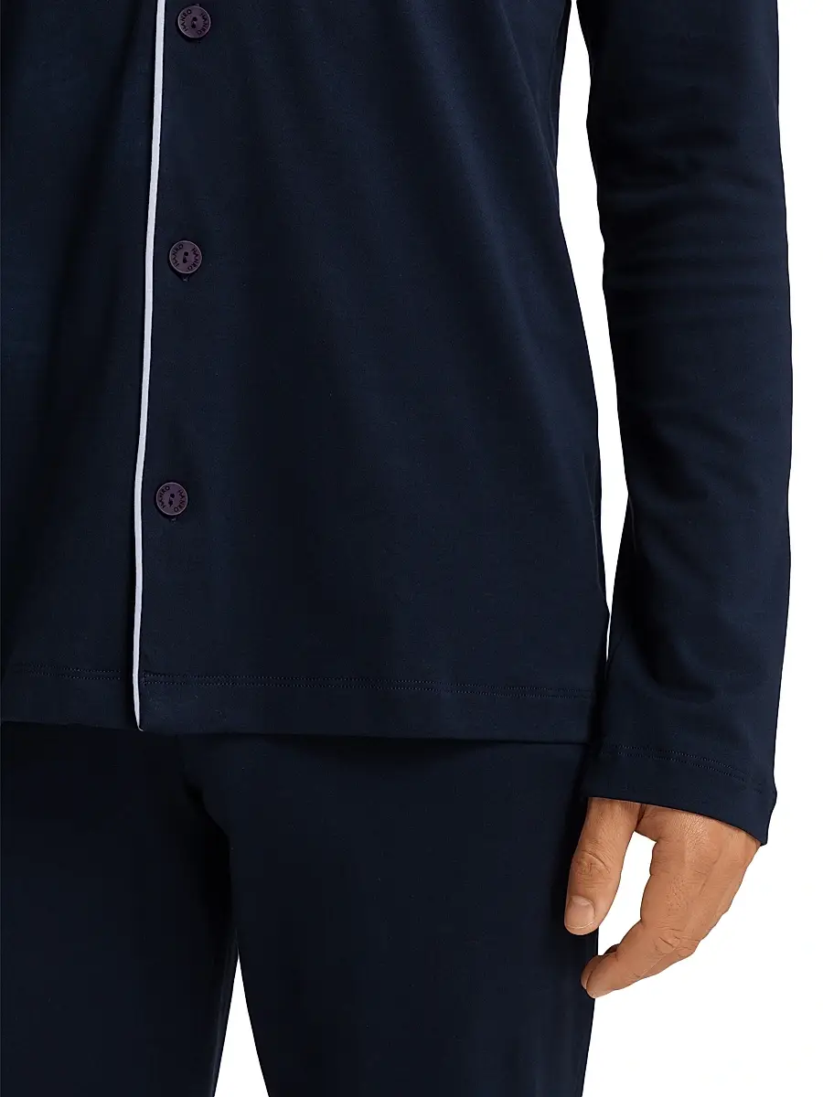 Hanro Men's Basic Piped 2-Piece Long Pajama Set | Thumbnail 7 Hanro Men's Basic Piped 2-Piece Long Pajama Set | Thumbnail 7