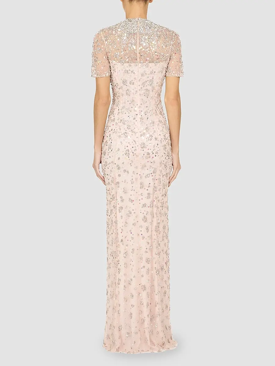 Jenny Packham Women's Orchid Embellished Tulle Column Gown | Thumbnail 3 Jenny Packham Women's Orchid Embellished Tulle Column Gown | Thumbnail 3