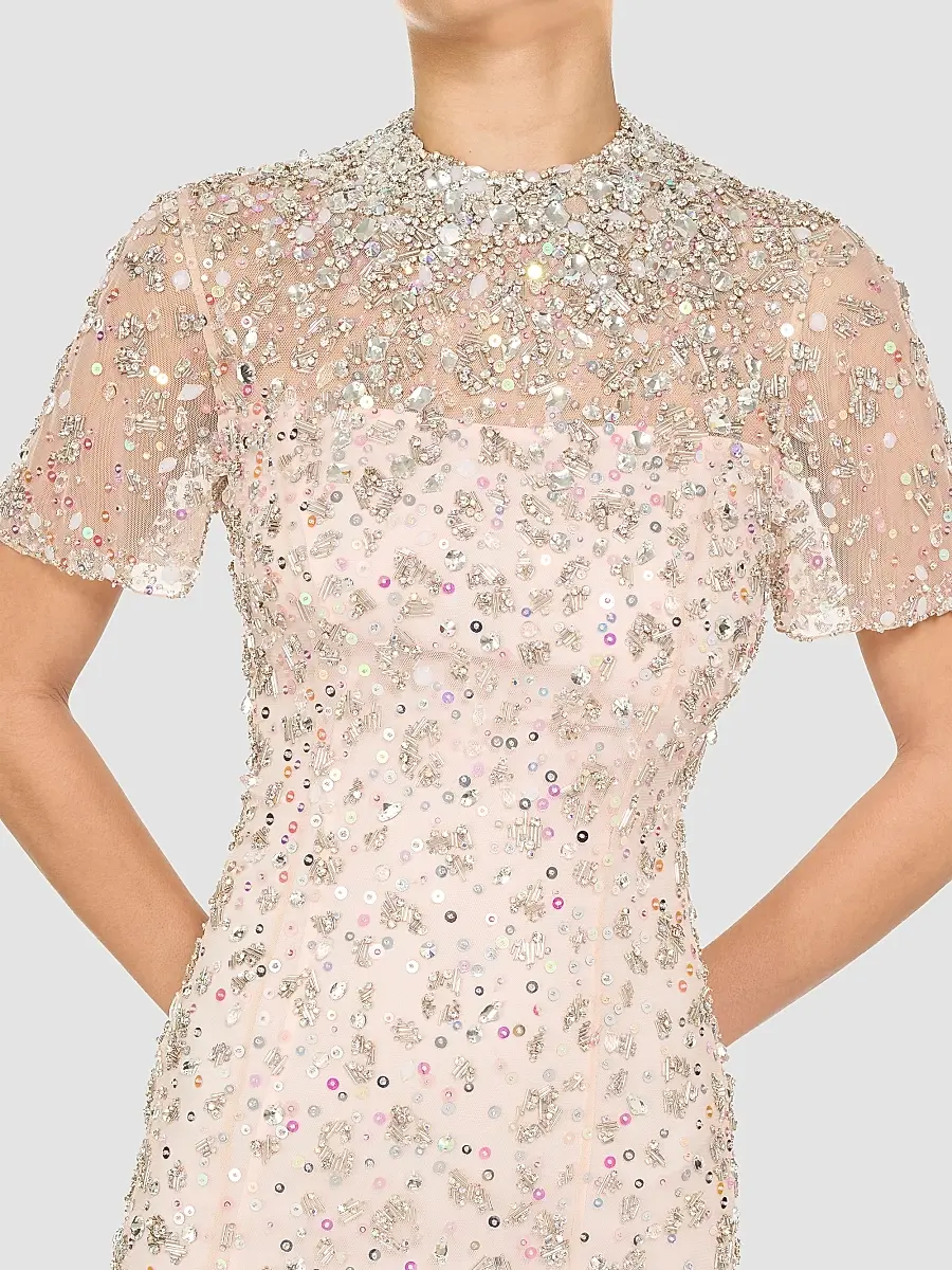 Jenny Packham Women's Orchid Embellished Tulle Column Gown | Thumbnail 4 Jenny Packham Women's Orchid Embellished Tulle Column Gown | Thumbnail 4