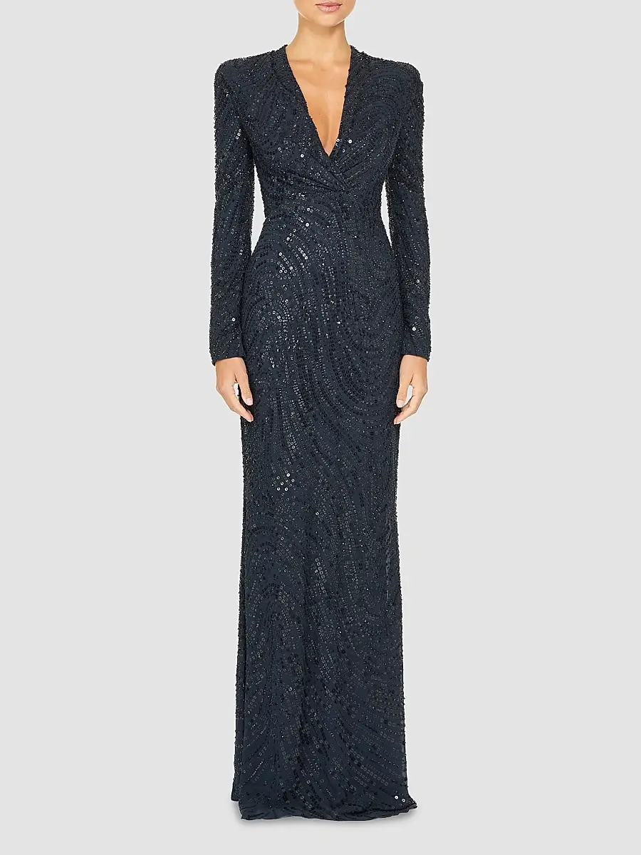 Jenny Packham Women's Arizona Sequined Chiffon A-Line Dress | Thumbnail 2 Jenny Packham Women's Arizona Sequined Chiffon A-Line Dress | Thumbnail 2