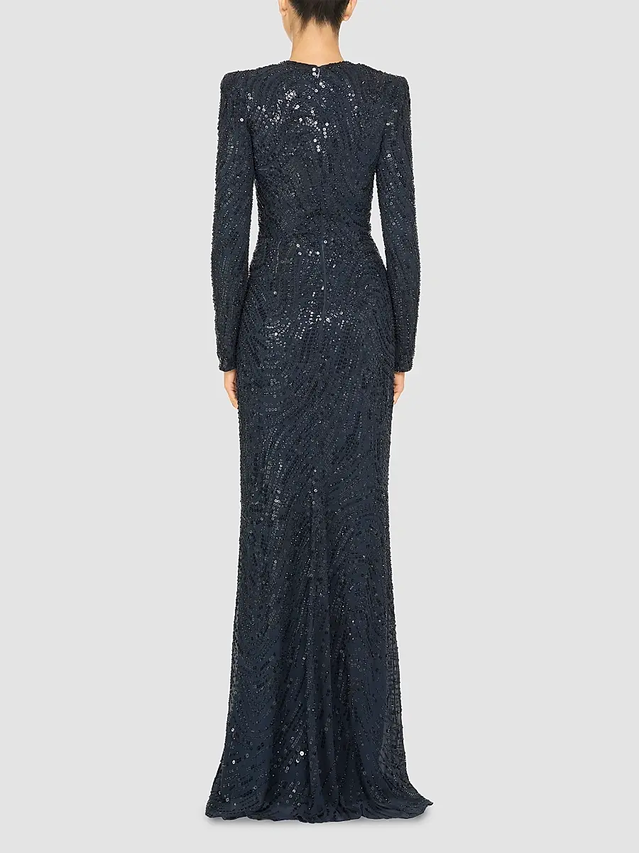 Jenny Packham Women's Arizona Sequined Chiffon A-Line Dress | Thumbnail 3 Jenny Packham Women's Arizona Sequined Chiffon A-Line Dress | Thumbnail 3