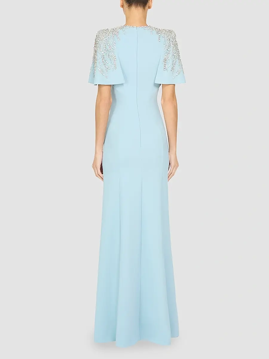 Jenny Packham Women's Petal Embellished Stretch Crêpe Sheath Gown | Thumbnail 3 Jenny Packham Women's Petal Embellished Stretch Crêpe Sheath Gown | Thumbnail 3