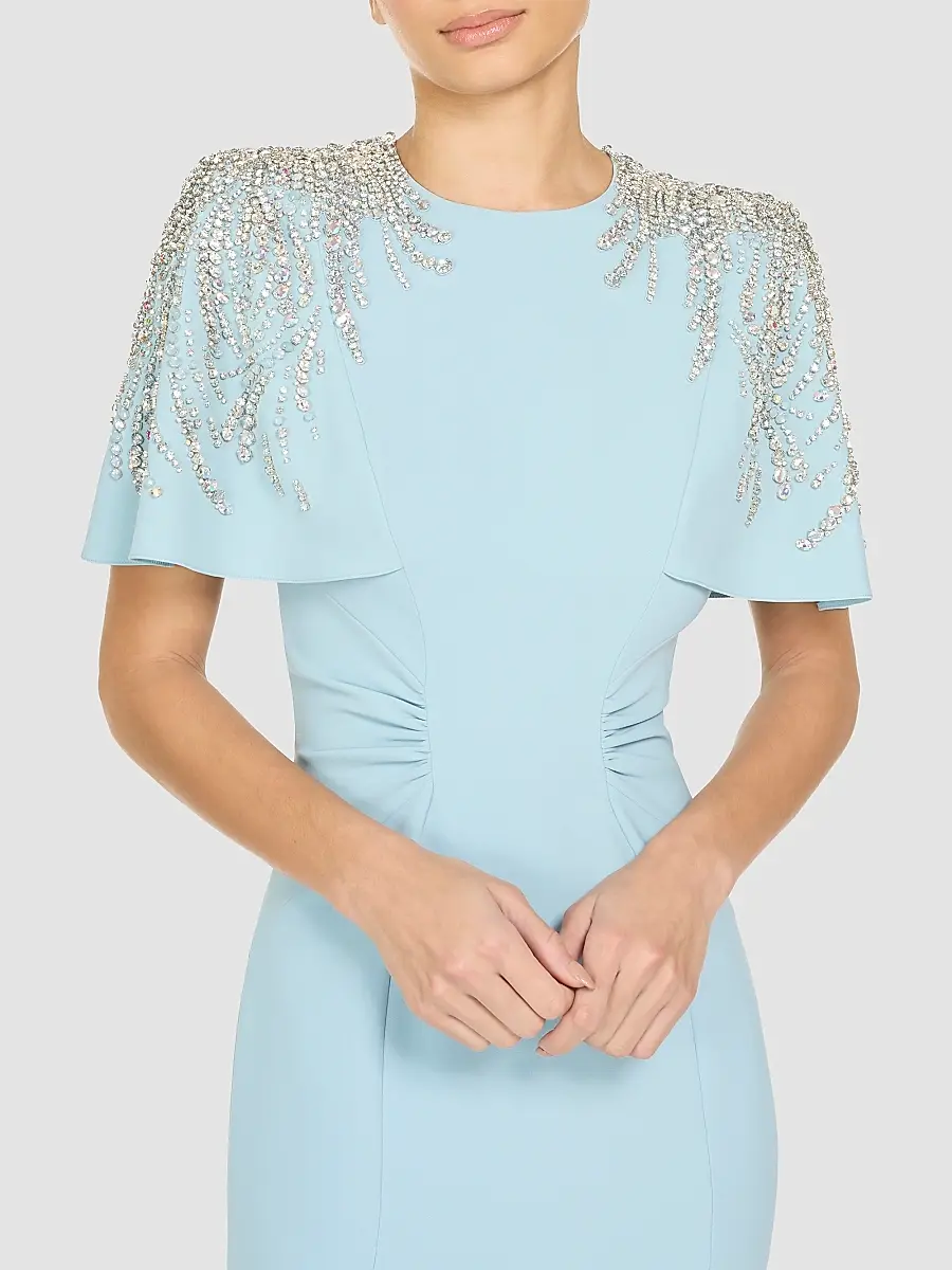 Jenny Packham Women's Petal Embellished Stretch Crêpe Sheath Gown | Thumbnail 4 Jenny Packham Women's Petal Embellished Stretch Crêpe Sheath Gown | Thumbnail 4