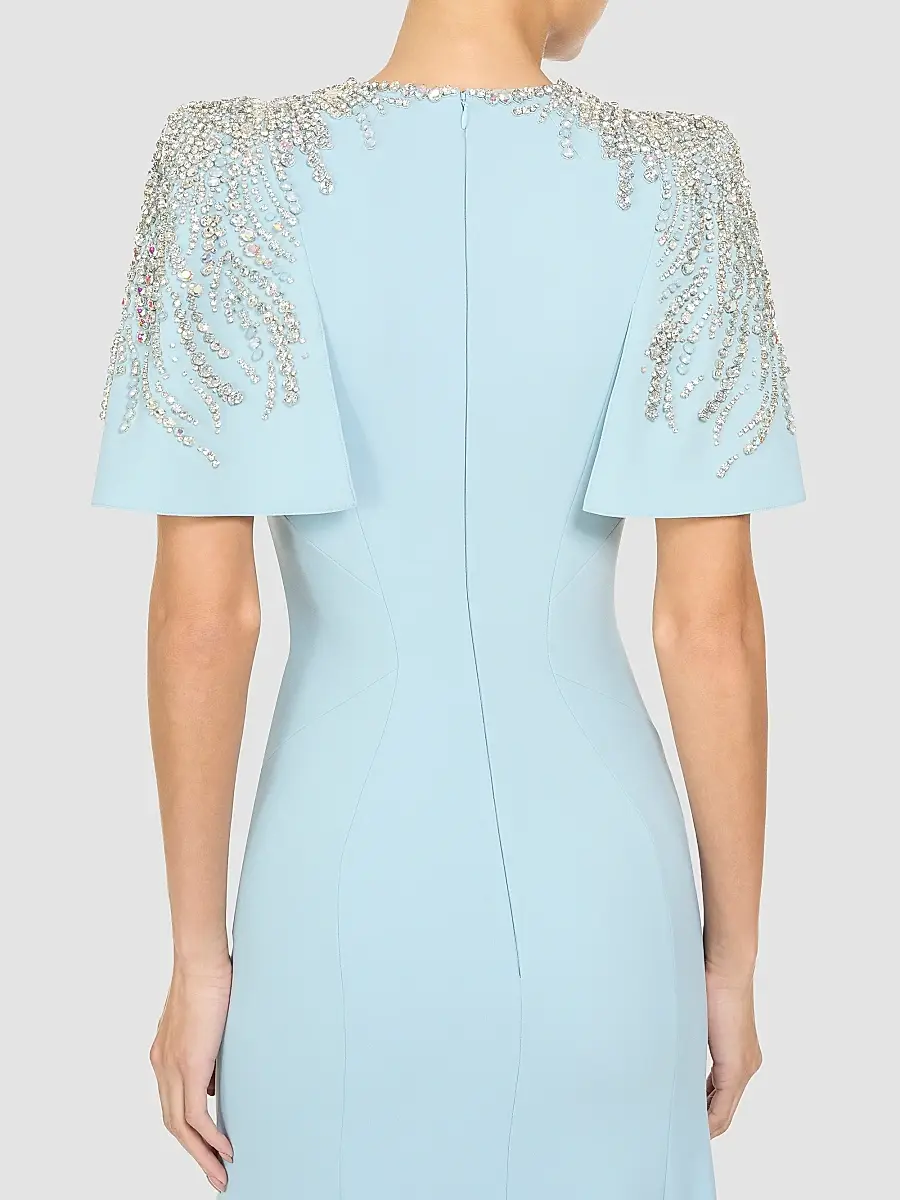 Jenny Packham Women's Petal Embellished Stretch Crêpe Sheath Gown | Thumbnail 5 Jenny Packham Women's Petal Embellished Stretch Crêpe Sheath Gown | Thumbnail 5
