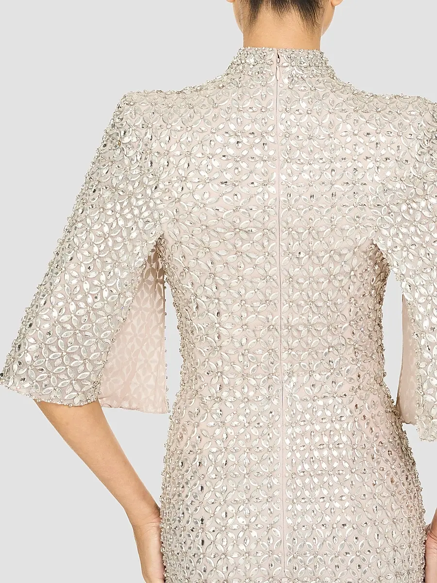 Jenny Packham Women's Sedona Embellished Split-Sleeve Column Gown | Thumbnail 5