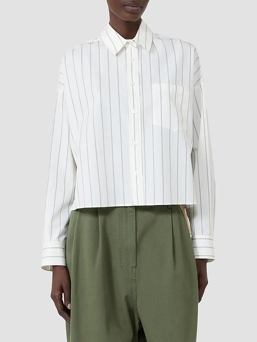 Weekend Max Mara Women's Cotton Shirt with a Contrasting Back | Thumbnail 4 Weekend Max Mara Women's Cotton Shirt with a Contrasting Back | Thumbnail 4