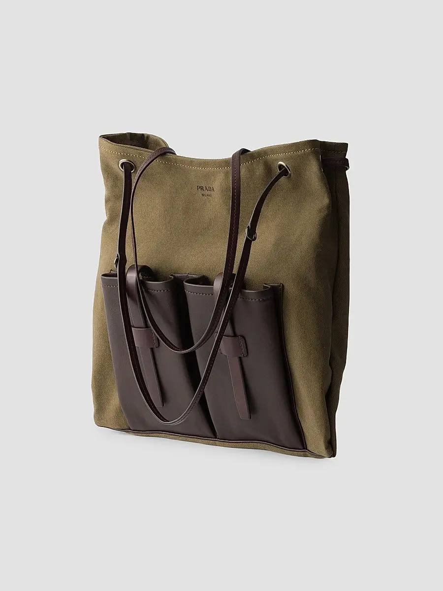 Prada Women's Route Large Canvas and Leather Shoulder Bag | Thumbnail 2 Prada Women's Route Large Canvas and Leather Shoulder Bag | Thumbnail 2