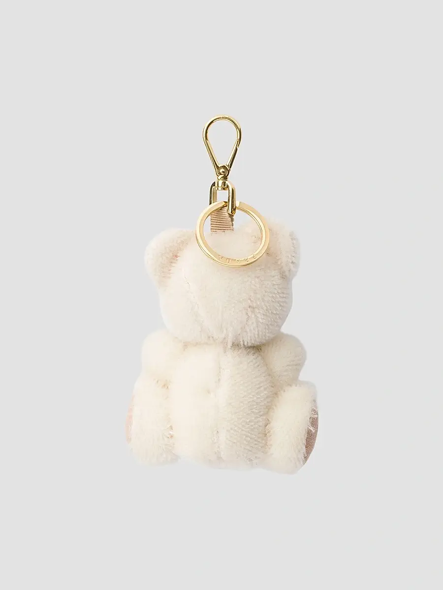 Prada Women's Teddy Bear Key Ring Charm with Metal Ring - White | Thumbnail 2 Prada Women's Teddy Bear Key Ring Charm with Metal Ring - White | Thumbnail 2