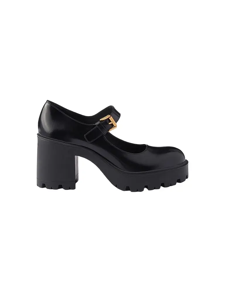 Prada Women's Brushed Leather Pumps - Black | Image 1 Prada Women's Brushed Leather Pumps - Black | Image 1