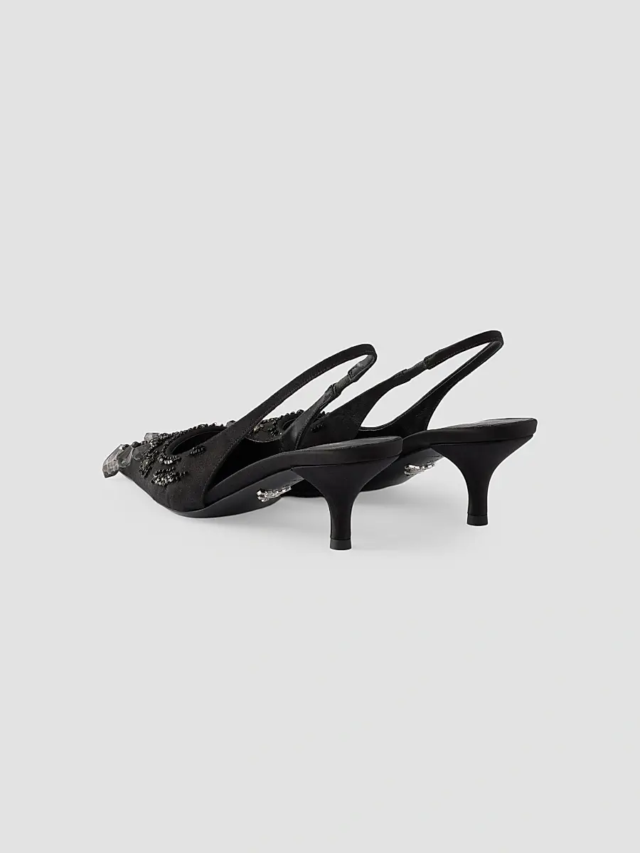 Prada Women's Embroidered Satin Slingback Pumps | Thumbnail 2 Prada Women's Embroidered Satin Slingback Pumps | Thumbnail 2