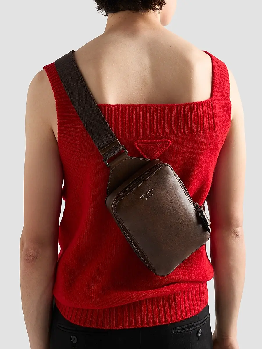 Prada Men's Brique Antiqued Leather Bag | Thumbnail 3 Prada Men's Brique Antiqued Leather Bag | Thumbnail 3