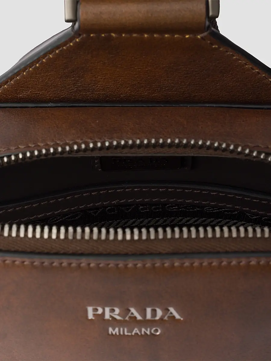 Prada Men's Brique Antiqued Leather Bag | Thumbnail 7 Prada Men's Brique Antiqued Leather Bag | Thumbnail 7