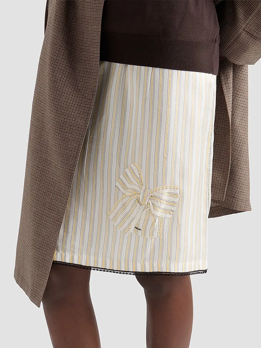 Prada Women's Striped Skirt with Applique - Yellow | Thumbnail 3 Prada Women's Striped Skirt with Applique - Yellow | Thumbnail 3