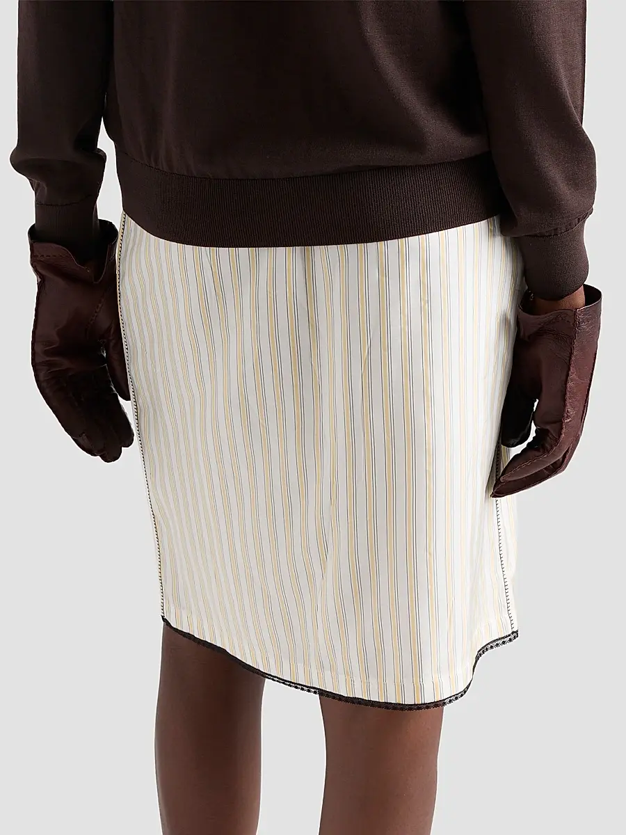 Prada Women's Striped Skirt with Applique - Yellow | Thumbnail 4 Prada Women's Striped Skirt with Applique - Yellow | Thumbnail 4