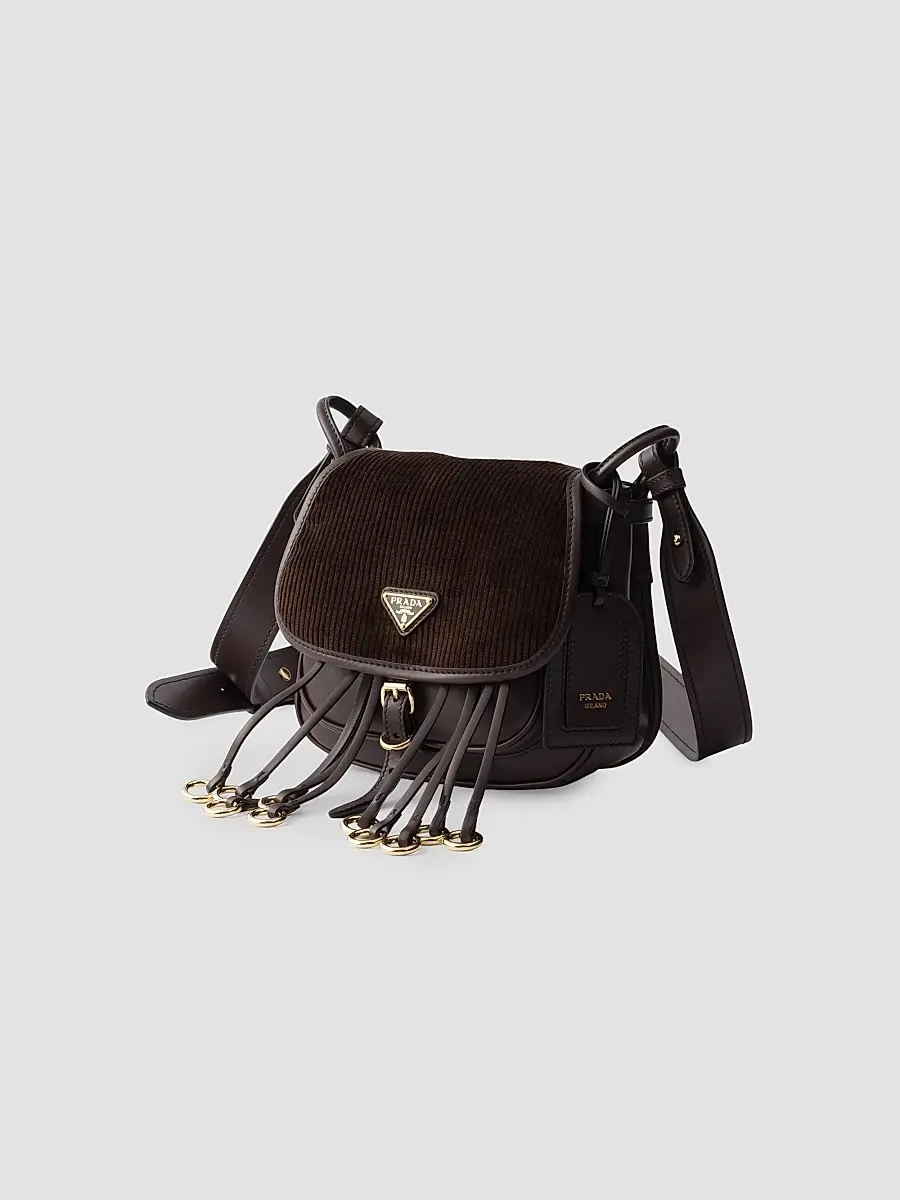 Prada Women's Corsaire Corduroy and Leather Mini Shoulder Bag | Thumbnail 2 Prada Women's Corsaire Corduroy and Leather Mini Shoulder Bag | Thumbnail 2