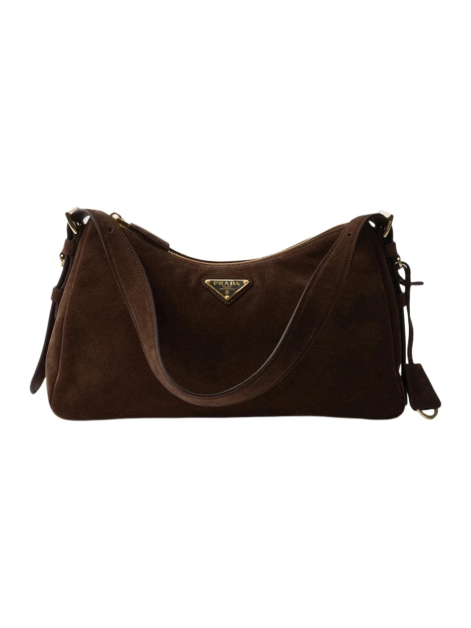 Prada Women's Aimée Medium Suede Shoulder Bag