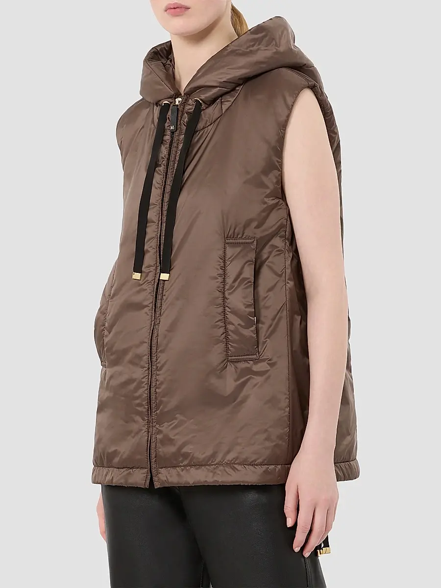 Max Mara Women's Padded Hooded Gilet in Water Repellent Canvas | Thumbnail 3 Max Mara Women's Padded Hooded Gilet in Water Repellent Canvas | Thumbnail 3