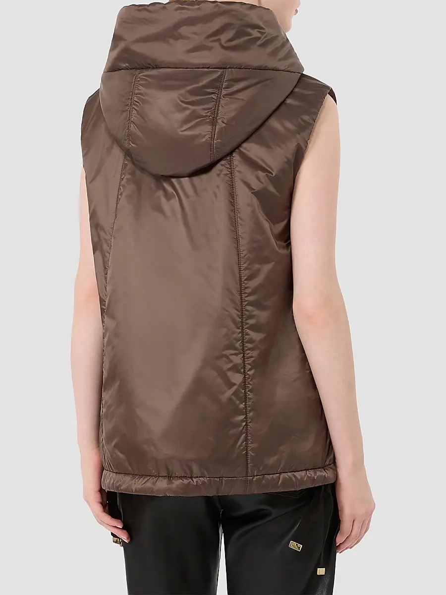 Max Mara Women's Padded Hooded Gilet in Water Repellent Canvas | Thumbnail 4 Max Mara Women's Padded Hooded Gilet in Water Repellent Canvas | Thumbnail 4