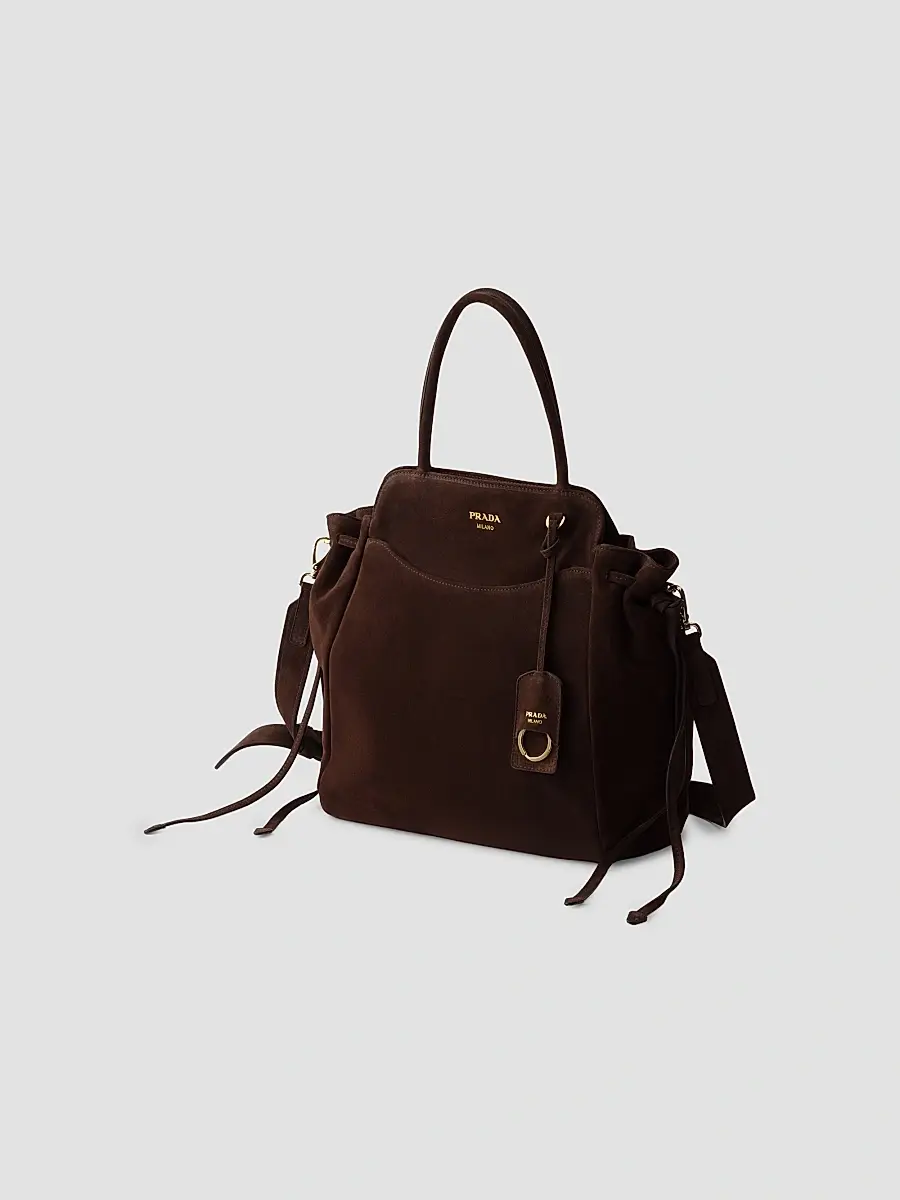 Prada Women's Carry Medium Suede Tote Bag | Thumbnail 2 Prada Women's Carry Medium Suede Tote Bag | Thumbnail 2