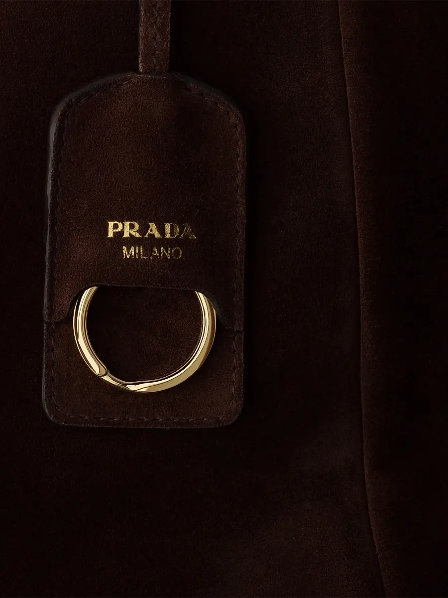 Prada Women's Carry Medium Suede Tote Bag | Thumbnail 6 Prada Women's Carry Medium Suede Tote Bag | Thumbnail 6