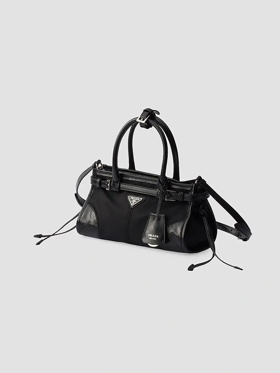 Prada Women's Bonnie Small Re-Nylon and Leather Top Handle Bag | Thumbnail 2 Prada Women's Bonnie Small Re-Nylon and Leather Top Handle Bag | Thumbnail 2