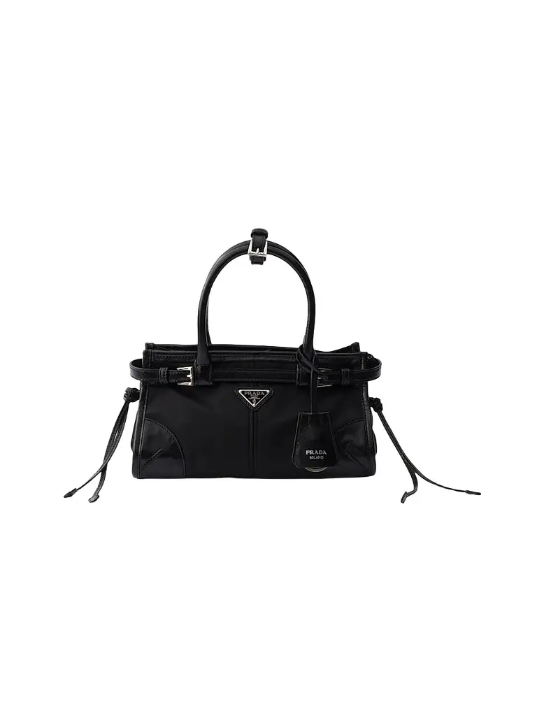 Prada Women's Bonnie Re-Nylon and Leather Top Handle Bag - Black | Image 1 Prada Women's Bonnie Re-Nylon and Leather Top Handle Bag - Black | Image 1