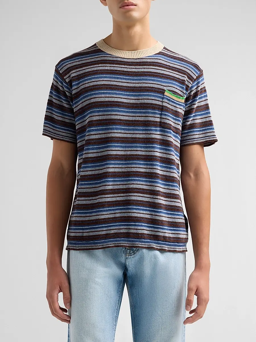 Maison Margiela Men's Striped Knit Crewneck T-Shirt | Thumbnail 4 Maison Margiela Men's Striped Knit Crewneck T-Shirt | Thumbnail 4