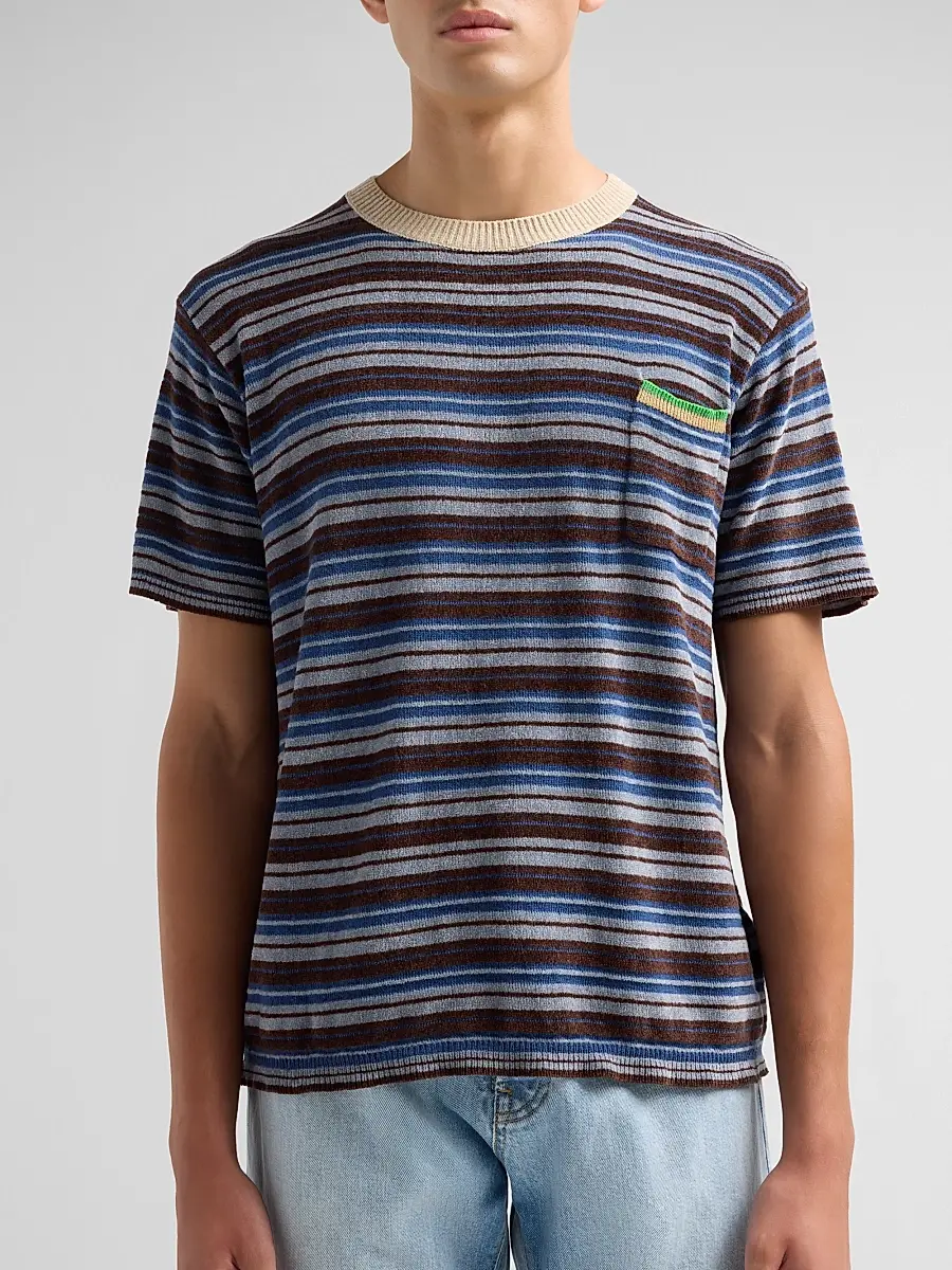 Maison Margiela Men's Striped Knit Crewneck T-Shirt | Thumbnail 5 Maison Margiela Men's Striped Knit Crewneck T-Shirt | Thumbnail 5
