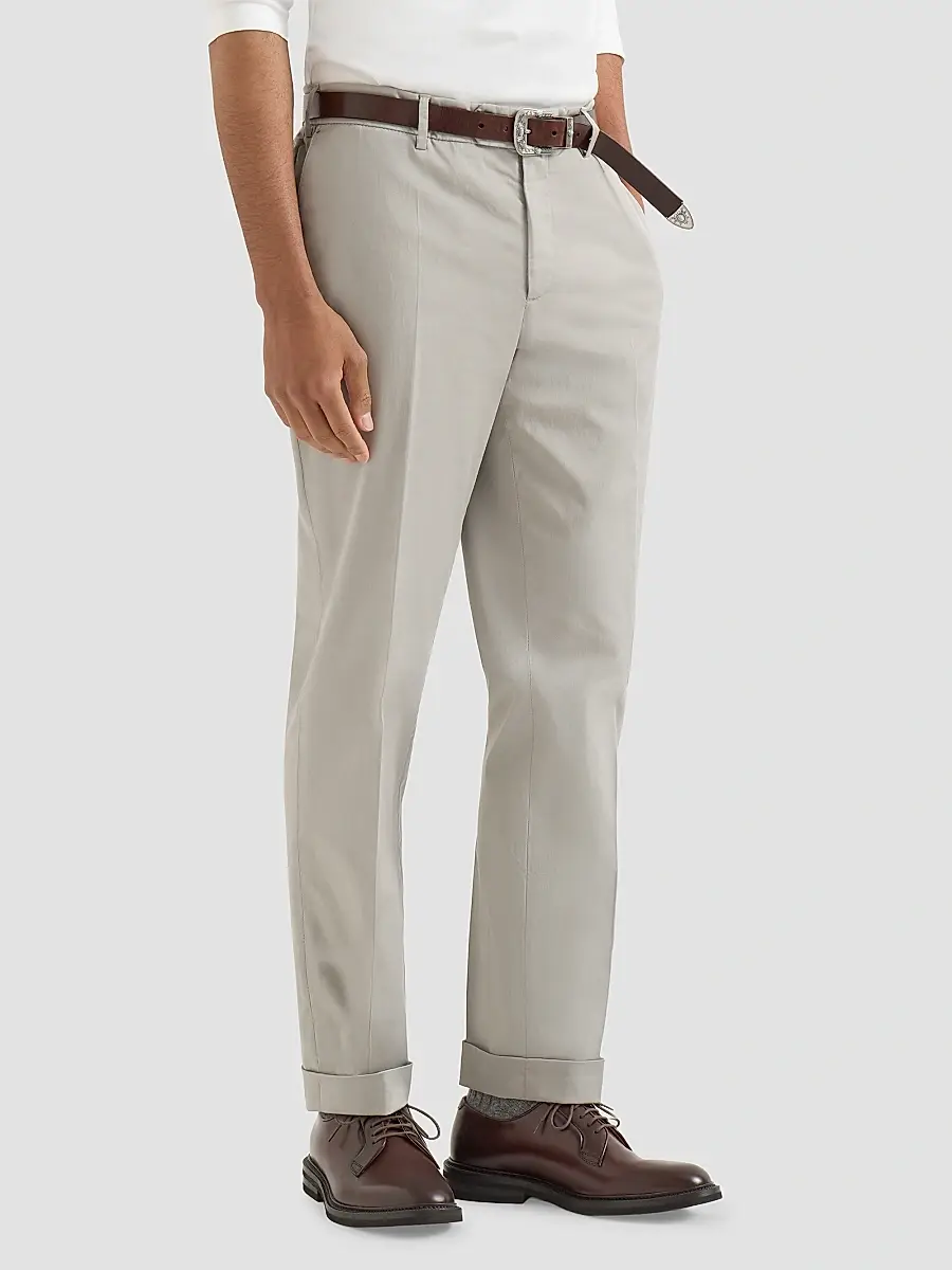 Brunello Cucinelli Men's Garment Dyed Italian Fit Trousers | Thumbnail 2
